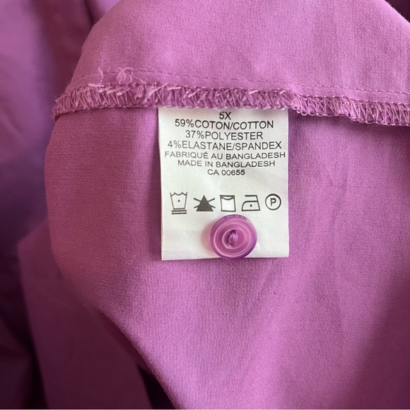 Pennington’s / Short Sleeve Button-Down Top, Size 5X, Purple - Picture 5 of 5